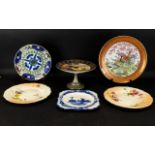A Small Collection Of Pottery To include two Royal Worcester hand painted floral cabinet plates with