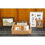 A Mixed Collection Of Framed Prints Paintings And Postcards A complete mixed lot,