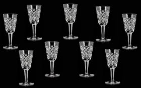 A Collection Of Waterford Cut Crystal Sherry Glasses A Fine and early set of nine sherry glasses in