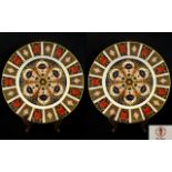 Royal Crown Derby Pair of Large Old Imari Pattern Cabinet Plates, Pattern No 1128, Date 1975.