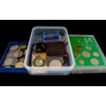 A Small Mixed Lot Of Low Value Coins To include Isle Of Man Silver Jubilee coin set in presentation