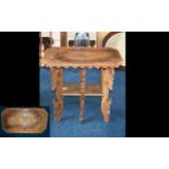 Indonesian Carved Wood Occasional Table. Rectangular Top And Stretcher.