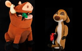 Two Plush Disney Teddies - Timon And Pumbaa. Characters From The Lion King.