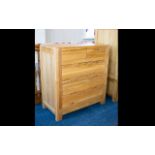A Contemporary Golden Oak Scandinavian Style Large Chest Of Drawers Of Modern,