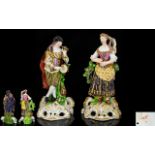 Bloor Derby Superb Quality Pair of Hand Painted Porcelain Figures of Male and Female Musicians. c.