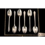 Art Deco Period Boxed Set of Six Silver Teaspoons.