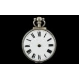 Silver Fusee Movement Pocketwatch, White Enamelled Dial, Roman Numerals,