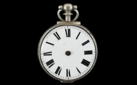 Silver Fusee Movement Pocketwatch, White Enamelled Dial, Roman Numerals,