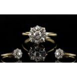 18ct White Gold Attractive Diamond Set - Cluster Ring, Flower head Design, Marked 18ct,