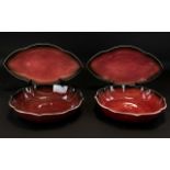 Carlton Ware Rouge Royale 2 x Leaf Shaped Dishes & 2 x Bowls.