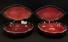 Carlton Ware Rouge Royale 2 x Leaf Shaped Dishes & 2 x Bowls.