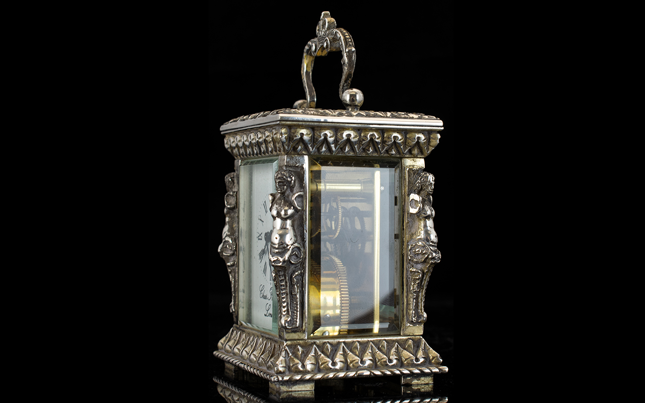 Charles Frodsham Fine Quality Hand Crafted Sterling Silver - 8 Day Miniature Carriage Clock, - Image 4 of 5