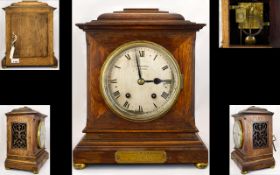 Winterhalder and Hofmeier Light Oak Cased Mantel Clock. c.