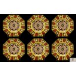 Royal Crown Derby Superb Quality Set of Six Old Imari Pattern 22ct Solid Gold Band ( S.G.