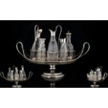 Regency Period Large and Impressive Revolving Silver Plated 8 Piece Condiment Set,