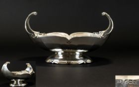 Art Deco Period Wonderful Solid Silver Footed Fruit Bowl with Masonic Interest of Excellent Form