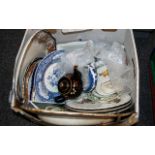A Box Of Miscellaneous Pottery to various cabinet plates, blue and white pottery,