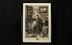 A Framed Etching After The Painting 'The Antiquary' By Walter Dendy Sadler Etched By James Dobie