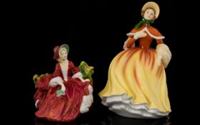 Royal Doulton Figures ( 2 ) Comprises 1/ Pretty Ladies ' Autumn ' HN5323. Height 8.