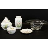 Collection of Aynsley 'Wild Tudor' bone china to include a vase, trinket bowl with lid, coin plate,