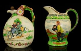 Crown Derby Fieldings Large Hand Painted Jug - Titled ' On Ilkla Moor Baht 'at c.1930's.