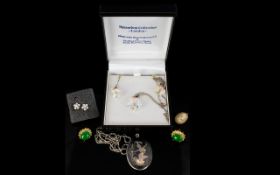 A Small Collection Of Costume Jewellery Items To include pendant and earring set with a/b Swarovski