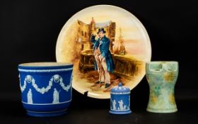 A Small Collection of Ceramics comprising Wedgwood Jasper Ware Jardiniere decorated in typical