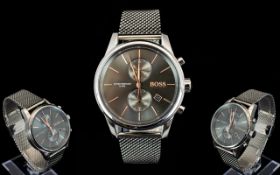 Hugo Boss - Aeroliner 1513441 Mens 2017 Steel Jet Mesh Bracelet Chronograph Watch,