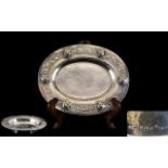 Liberty & Company Arts and Crafts Planished Silver Oval Shaped Small Dish,