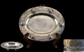 Liberty & Company Arts and Crafts Planished Silver Oval Shaped Small Dish,