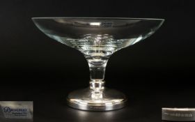 Broadway - Silversmiths Large and Impressive Silver Based Krosno Glass Fruit Bowl / Comport.