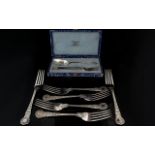 Boxed Sterling Silver Cutlery Set Housed in original fitted box comprising spoon and cake fork of