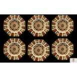 Royal Crown Derby Old Imari Pattern Set of Six Octagonal Shaped Cabinet Plates of Excellent Quality.