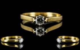 18ct Gold Single Stone Diamond Set Ring,