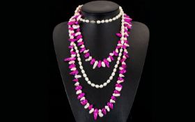 Two Contemporary Pearl Necklaces Each in very good, unworn condition to include long pearl