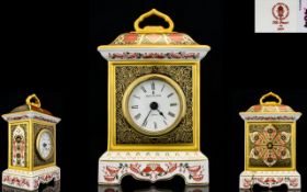 Royal Crown Derby Old Imari Pattern 22ct Solid Gold Band Mantel Clock,