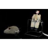 Schuco Style Clockwork Mouse Toy Together with a mid-century weighted tumbling clown figure.