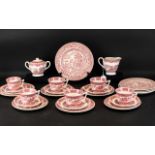 Willow Pattern Pink Tea Set to include 6 cups, 6 saucers, 6 side plates, 6 sandwich plates,