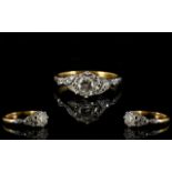 18ct Gold Attractive Single Stone Diamond Dress Ring, Illusion Set.