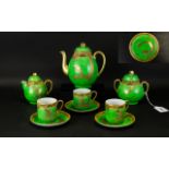 Oriental Gilt Dragon Design Part Tea Service Nine pieces in total each with viridian ground and