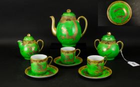 Oriental Gilt Dragon Design Part Tea Service Nine pieces in total each with viridian ground and