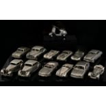 Danbury Mint Pewter Sports Cars - Jaguar - 12 In Total To Include 1988 XJ-S Convertible,