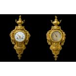 Japy Freres Louis XVI Style - Fine Quality and Stunning Gilt Bronze Cartel Wall Clock and Companion