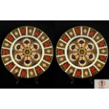 Royal Crown Derby Pair of Old Imari Pattern Large Cabinet Plates. Pattern No 1128 & Date 1999.