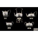 Elizabeth II Wonderful Quality Pumpkin Form Five Piece Silver Tea And Coffee Service Hallmark,