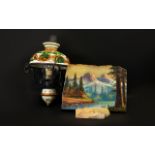 Mixed Lot Comprising A Reproduction Hanging Oil Lamp,