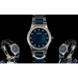 Ladies Cased Bering Ceramic Swarovski Crystal Bezel Set Ultra Slim Wrist Watch with push button