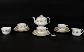 Minton 'Spring Bouquet' Part Tea Service - Fine Bone China Comprising Four Cups, Three Saucers,