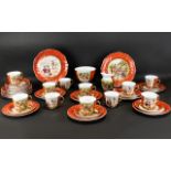 Set of Decorative Bone China with attractive horse and rider design to include 11 cups, 12 saucers,
