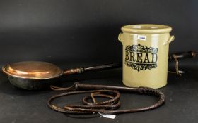 A Small Miscellaneous Lot Comprising a copper bed warming pan,